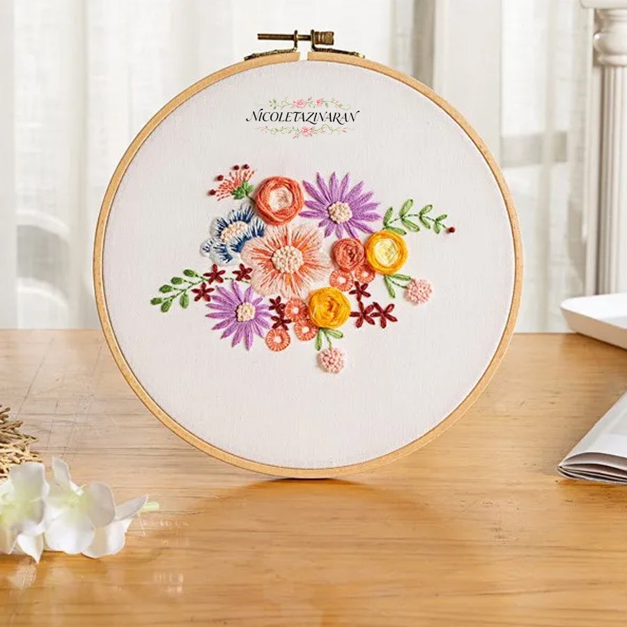 Embroidery Starter Kit for Beginners Beautiful Flower Stamped Pattern Adult Cross Stitch Kits Wedding Bouquet Decoration