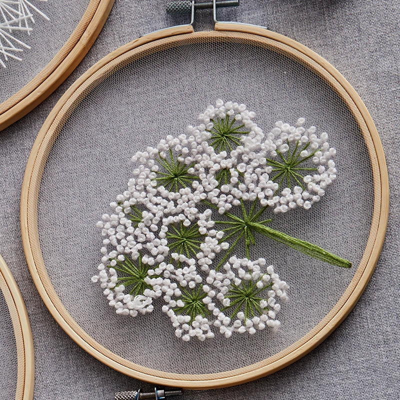 1SET Embroidery Kit Floral Patterns DIY Crafts Cross Stitch Kits With Embroidered Hoop Handmade for Beginner