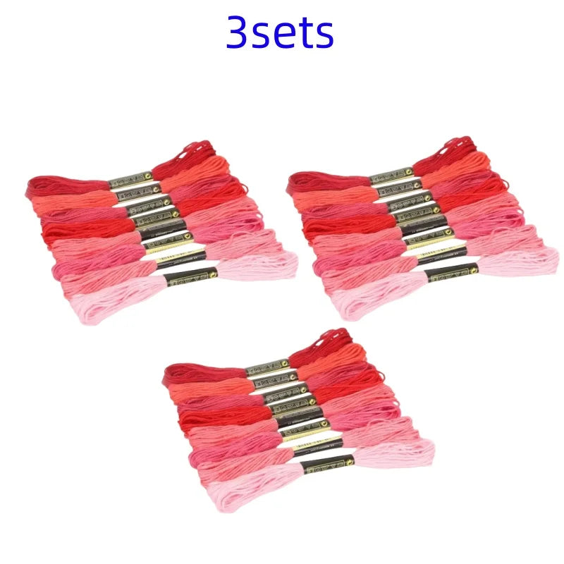 8lot 7.5m Silk Line Cotton Cross Stitch Thread Sewing Skeins Embroidery Thread Floss Kit Knitting Spiraea Sewing Accessories