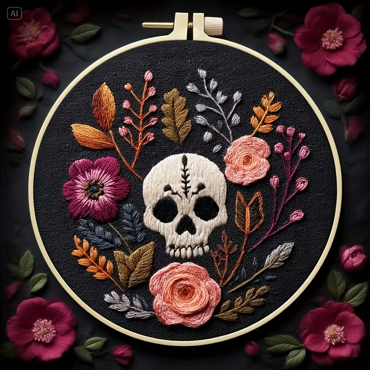 New creative Halloween pendant hand-embroidery DIY material pack for beginners. The set includes needles, threads, embroidery st