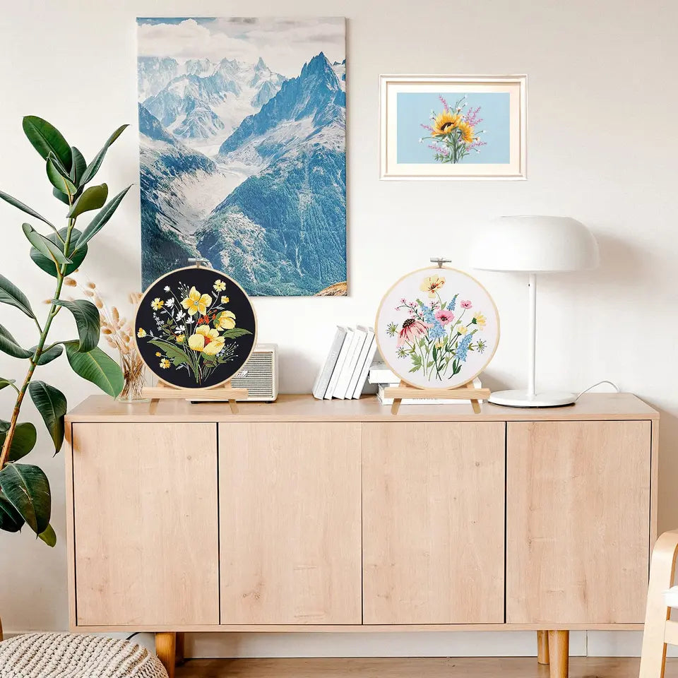 Flower Embroidery Starter Kit With Embroidered Hoop Cloth DIY Handmade Cross Stitch Set For Craft Lover Dropshipping Wholesale