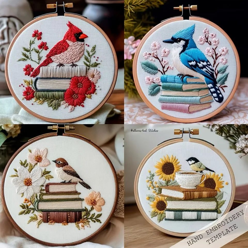 This set of books and the bird series design embroidery kit is suitable for adult beginners. It includes printed patterns, needl