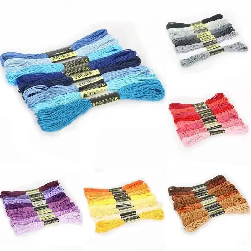 8lot 7.5m Silk Line Cotton Cross Stitch Thread Sewing Skeins Embroidery Thread Floss Kit Knitting Spiraea Sewing Accessories