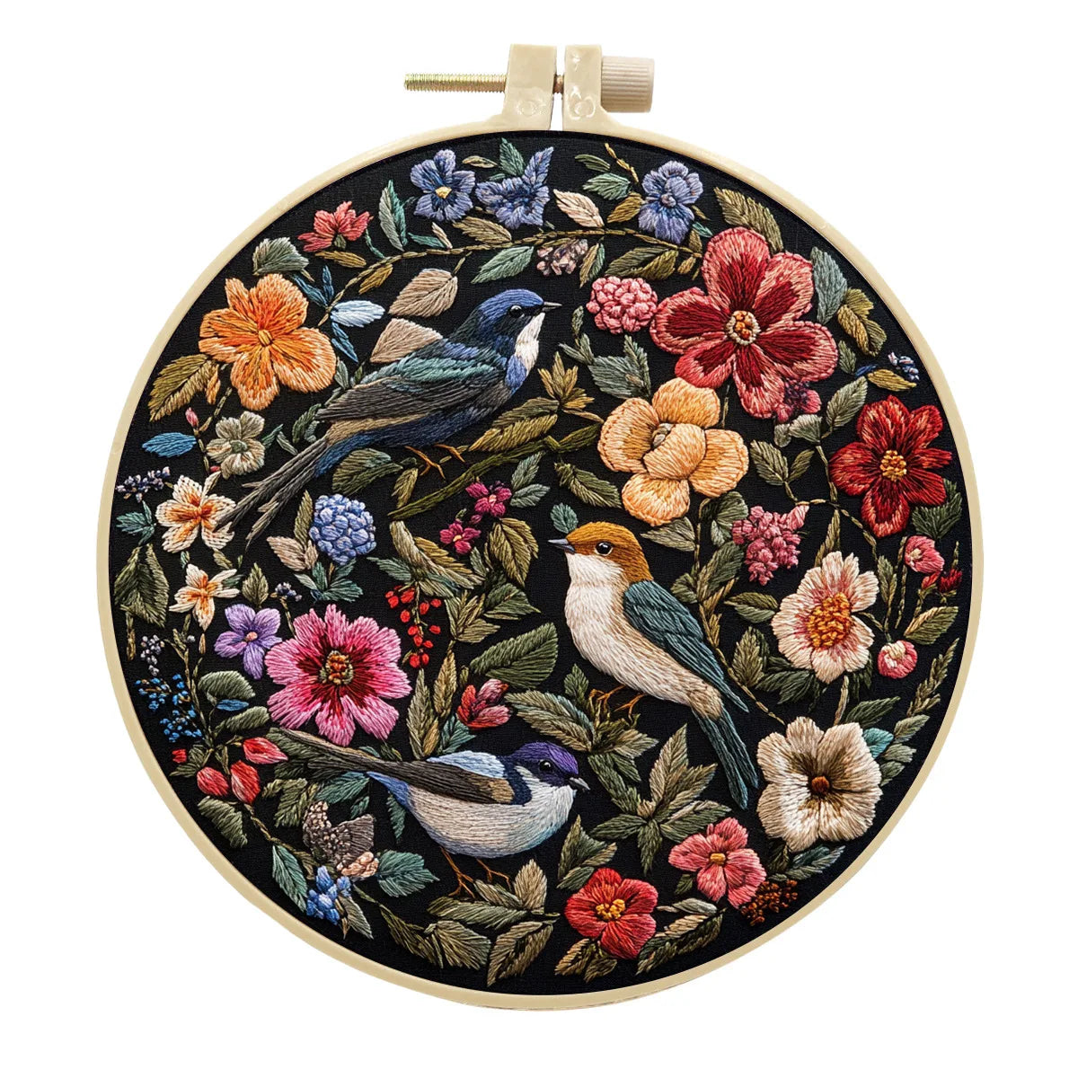 3D Beginner Embroidery Kit with Flower And Bird Pattern Traditional Handicraft Materials Set for Novices