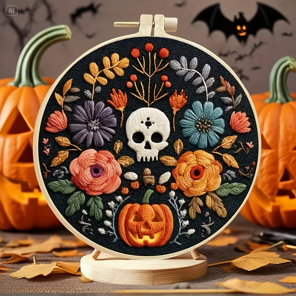 New creative Halloween pendant hand-embroidery DIY material pack for beginners. The set includes needles, threads, embroidery st