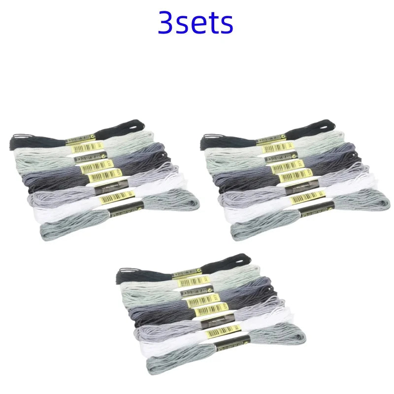 8lot 7.5m Silk Line Cotton Cross Stitch Thread Sewing Skeins Embroidery Thread Floss Kit Knitting Spiraea Sewing Accessories