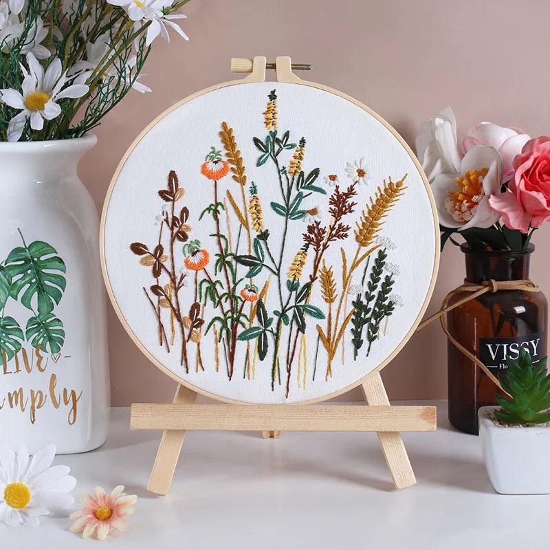 Leaves Plant Embroidery Kit Cross Stitch Kit DIY Craft Present with Instruction Needle Thread  Embroidery Supplies