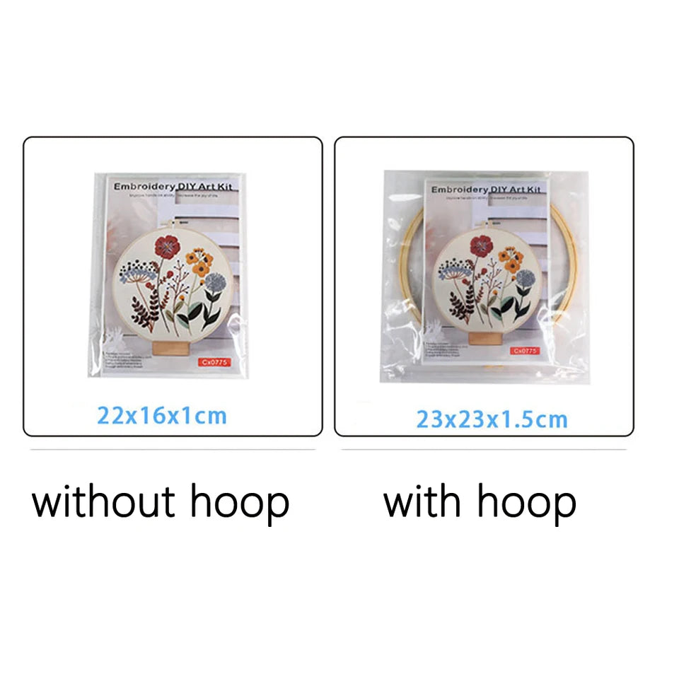 Creative Frog and Mushroom Embroidery Kit with EN Instruction,Thread,Needle,Stamped Cloth for DIY Funny Gift