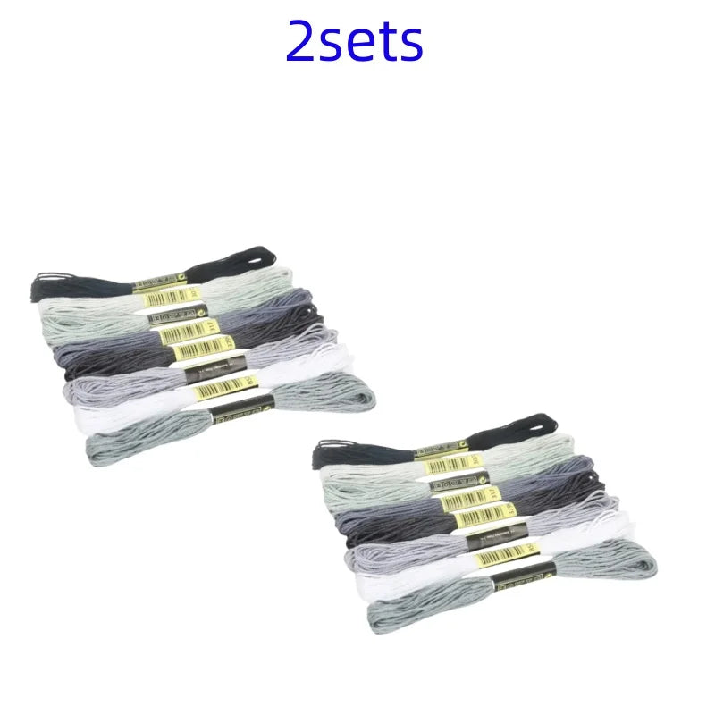 8lot 7.5m Silk Line Cotton Cross Stitch Thread Sewing Skeins Embroidery Thread Floss Kit Knitting Spiraea Sewing Accessories