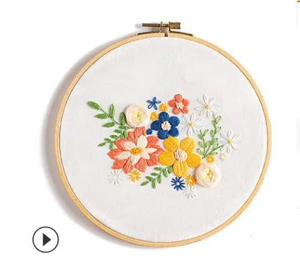 Embroidery Starter Kit for Beginners Beautiful Flower Stamped Pattern Adult Cross Stitch Kits Wedding Bouquet Decoration