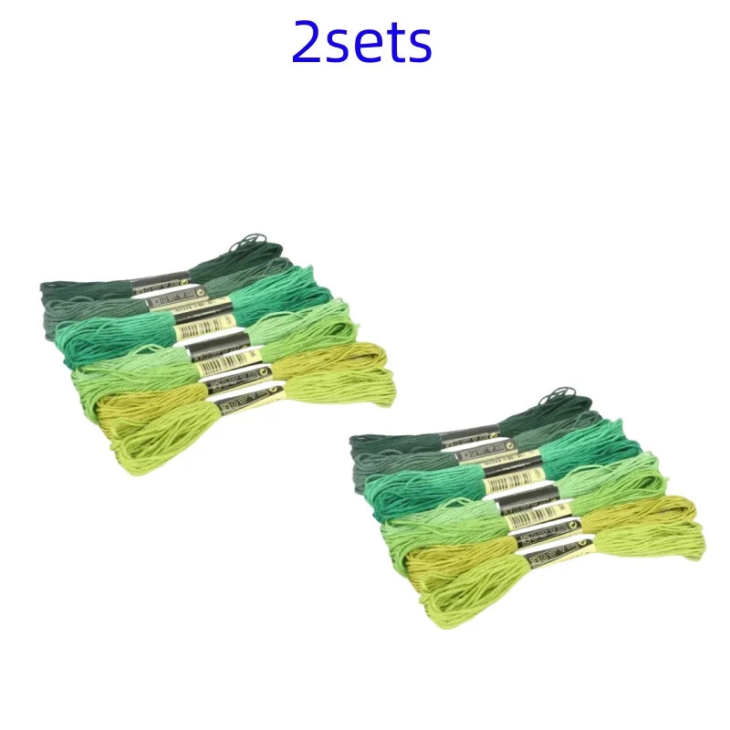 8lot 7.5m Silk Line Cotton Cross Stitch Thread Sewing Skeins Embroidery Thread Floss Kit Knitting Spiraea Sewing Accessories