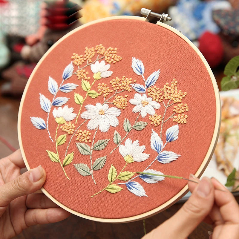 Embroidery Kit for Beginner Adults, Stamped Cross Stitch kits Dasiy Flower Hand Embroidery Starter Needlepoint Kit