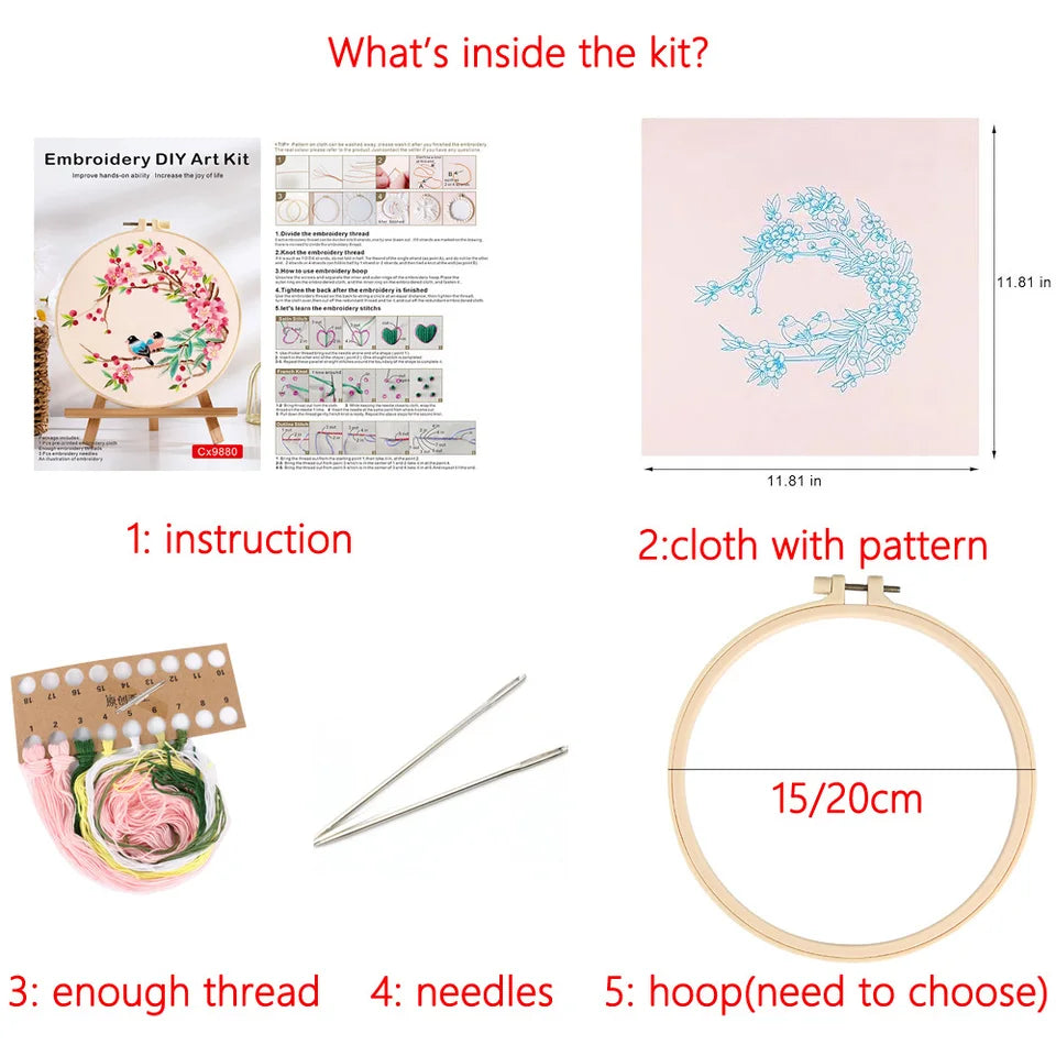 Leaves Plant Embroidery Kit Cross Stitch Kit DIY Craft Present with Instruction Needle Thread  Embroidery Supplies