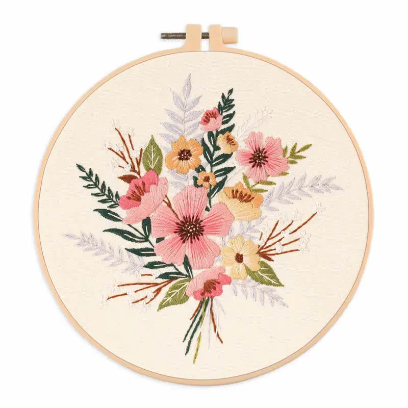 Embroidery Kit for Beginners, Fabric Cross Stitch Kits for Adults, DIY Embroidery Starter Kits with Floral Flower Patterns