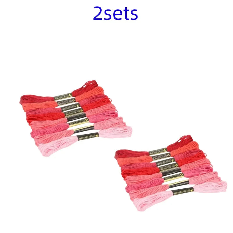 8lot 7.5m Silk Line Cotton Cross Stitch Thread Sewing Skeins Embroidery Thread Floss Kit Knitting Spiraea Sewing Accessories