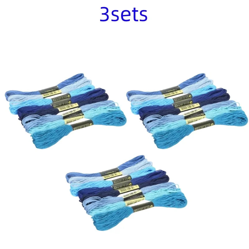 8lot 7.5m Silk Line Cotton Cross Stitch Thread Sewing Skeins Embroidery Thread Floss Kit Knitting Spiraea Sewing Accessories