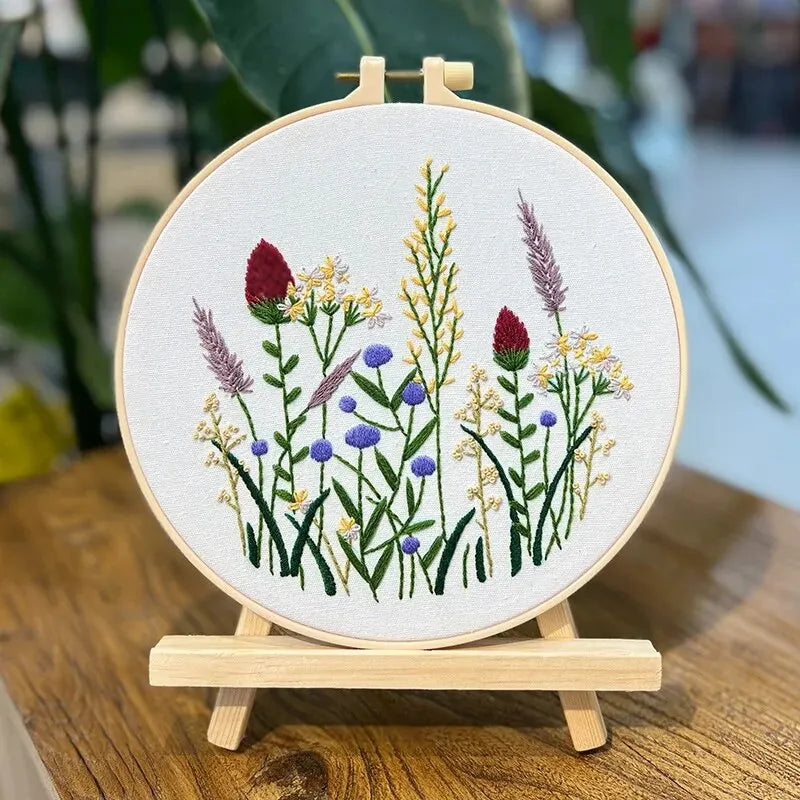 New Embroidery Diy Material Package Kit Flower Pattern Cross Stitch Table Painting Hanging Picture With Hoop