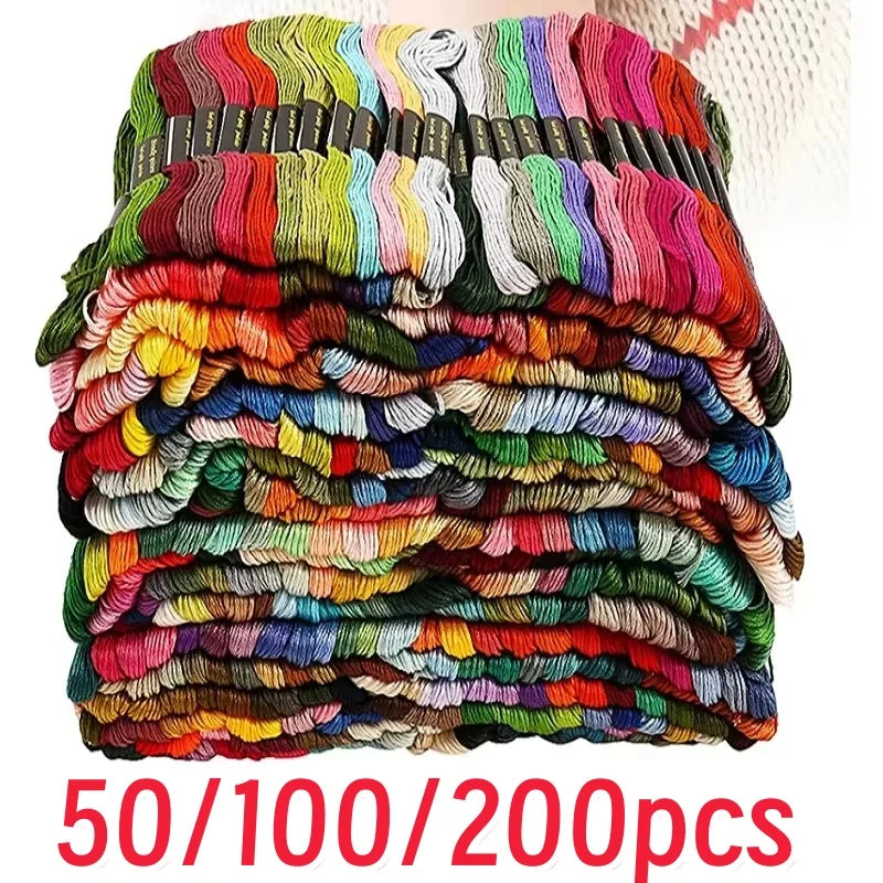 50/200pcs Multicolor Embroidery Thread Cross Stitch Floss Threads Sewing Skeins Craft Cross Stitch Floss Line DIY Sewing Tools