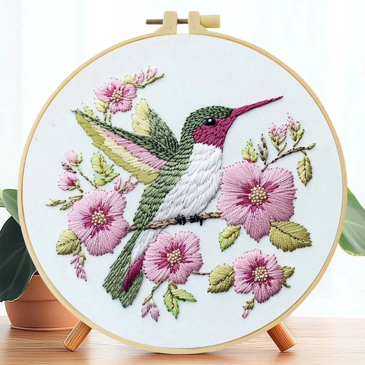 Bird Embroidery Starter Kit DIY Cross Stitch Set for Beginner Plant Printed Sewing Art Craft Painting Home Decor Needle Art