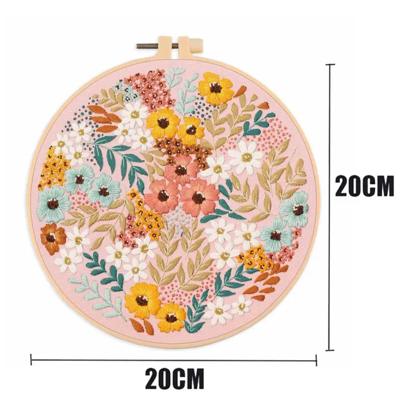 Rabbit Flower Embroidery Kit with Instructions Needles Thread Cross Stitch Kit for Beginner Floral Kit DIY Craft Easter Decor