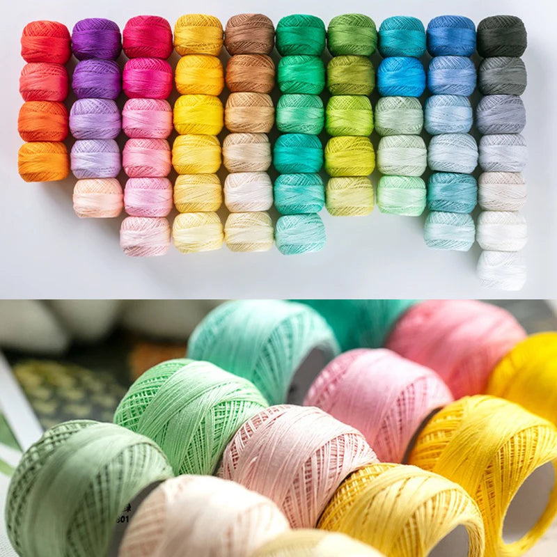 Size 10 Lace Thread 10g/Ball Cotton Crochet Tatting Knitting Thread Solid Color Embroidery Floss Home Stitching Sewing Supplies