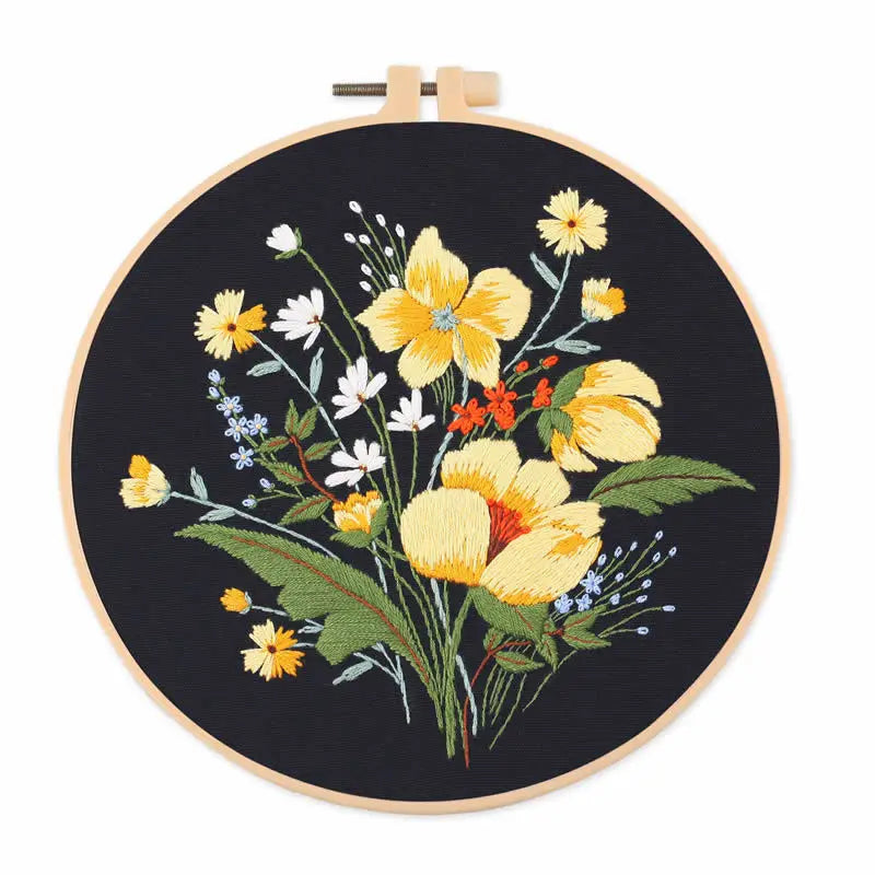 Flower Embroidery Starter Kit With Embroidered Hoop Cloth DIY Handmade Cross Stitch Set For Craft Lover Dropshipping Wholesale