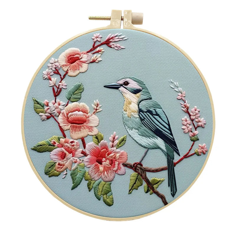 Bird and Blossom Flower Embroidery Kit for Adults DIY Creative Craft DIY Home Decoration
