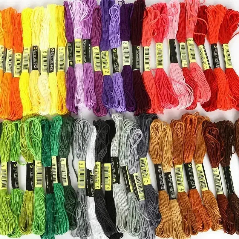 8lot 7.5m Silk Line Cotton Cross Stitch Thread Sewing Skeins Embroidery Thread Floss Kit Knitting Spiraea Sewing Accessories