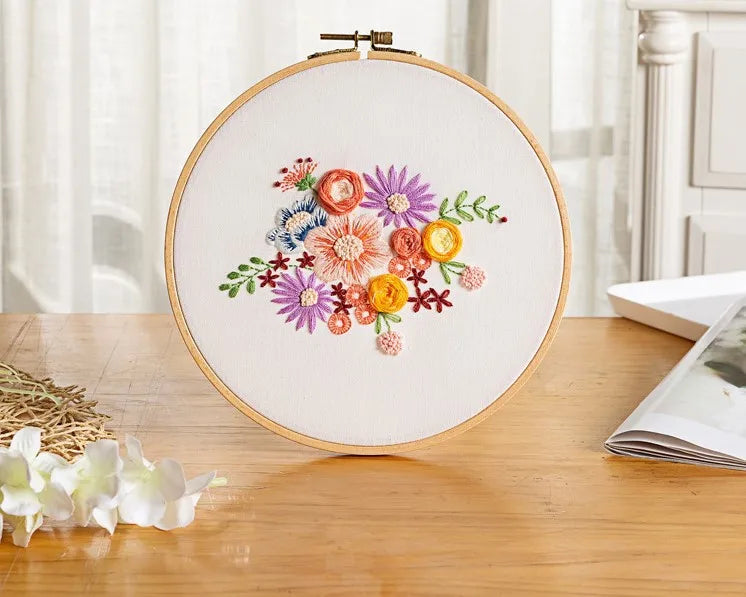 Embroidery Starter Kit for Beginners Beautiful Flower Stamped Pattern Adult Cross Stitch Kits Wedding Bouquet Decoration