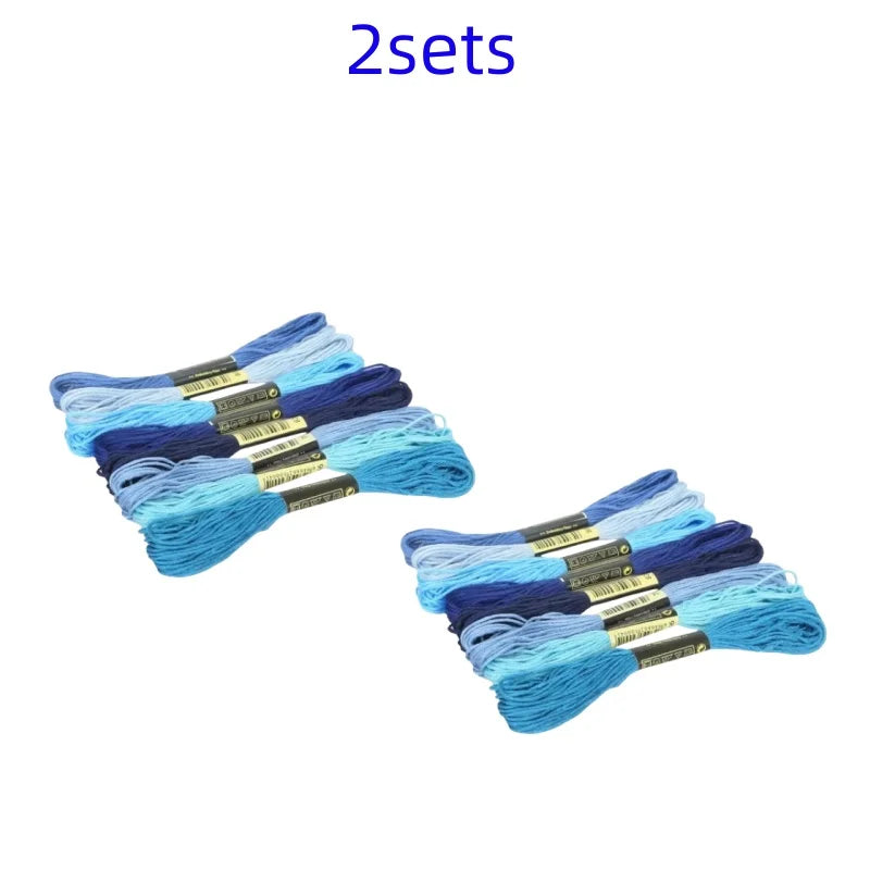 8lot 7.5m Silk Line Cotton Cross Stitch Thread Sewing Skeins Embroidery Thread Floss Kit Knitting Spiraea Sewing Accessories