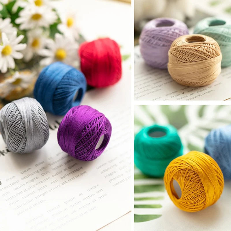 Size 10 Lace Thread 10g/Ball Cotton Crochet Tatting Knitting Thread Solid Color Embroidery Floss Home Stitching Sewing Supplies