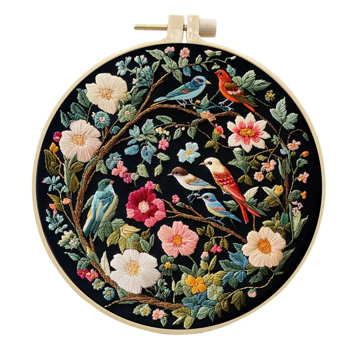 3D Beginner Embroidery Kit with Flower And Bird Pattern Traditional Handicraft Materials Set for Novices