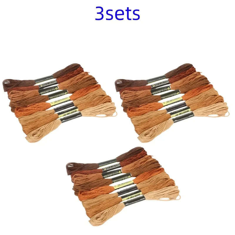 8lot 7.5m Silk Line Cotton Cross Stitch Thread Sewing Skeins Embroidery Thread Floss Kit Knitting Spiraea Sewing Accessories