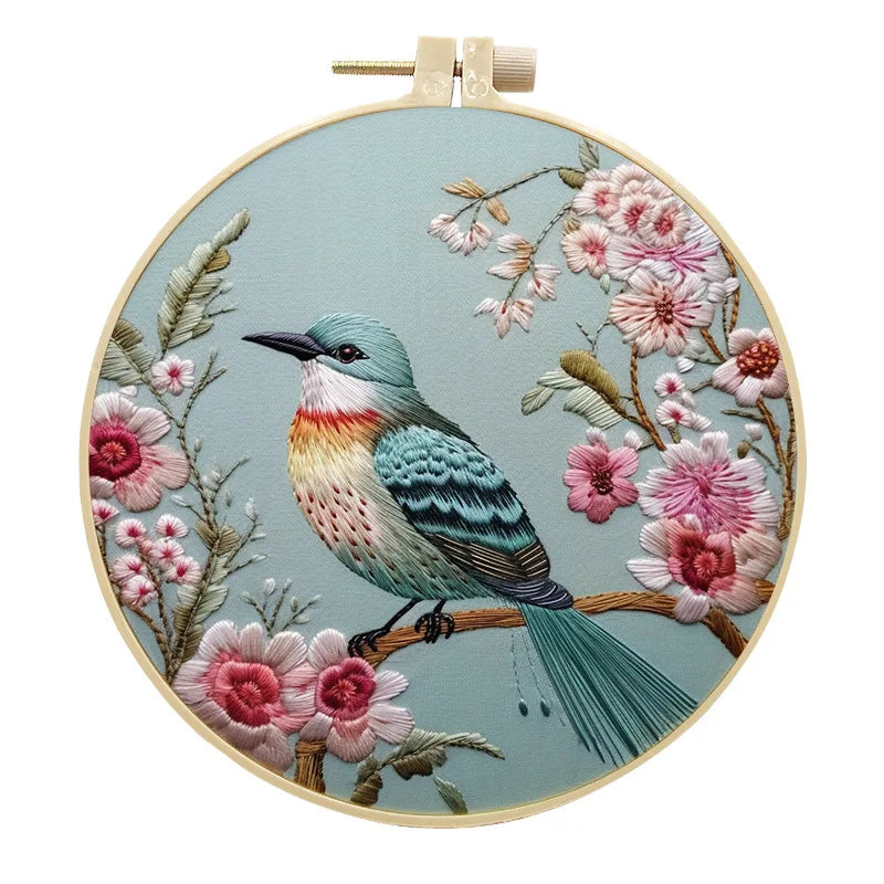 Bird and Blossom Flower Embroidery Kit for Adults DIY Creative Craft DIY Home Decoration