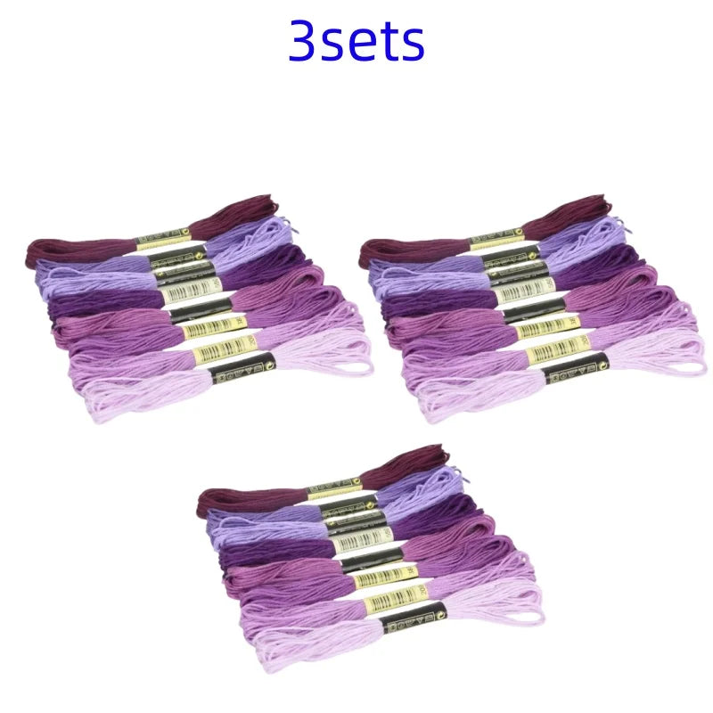 8lot 7.5m Silk Line Cotton Cross Stitch Thread Sewing Skeins Embroidery Thread Floss Kit Knitting Spiraea Sewing Accessories