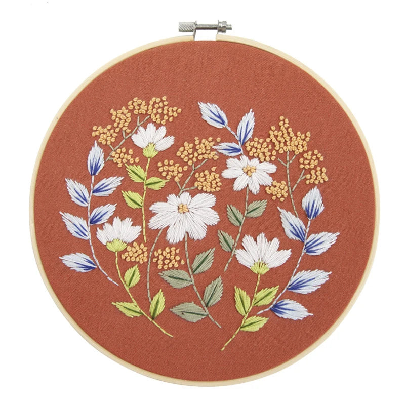 Embroidery Kit for Beginner Adults, Stamped Cross Stitch kits Dasiy Flower Hand Embroidery Starter Needlepoint Kit