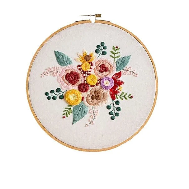 Embroidery Starter Kit for Beginners Beautiful Flower Stamped Pattern Adult Cross Stitch Kits Wedding Bouquet Decoration