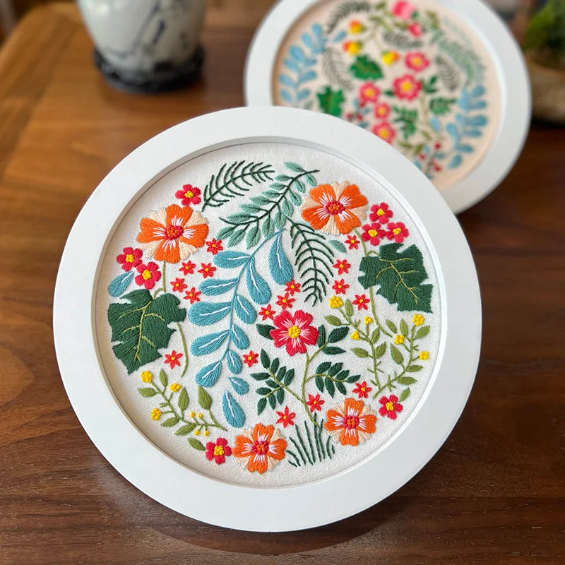 Rabbit Flower Embroidery Kit with Instructions Needles Thread Cross Stitch Kit for Beginner Floral Kit DIY Craft Easter Decor