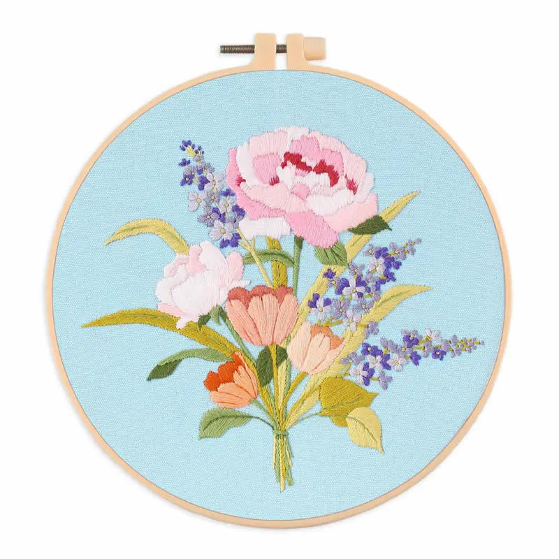 Embroidery Kit for Beginners, Fabric Cross Stitch Kits for Adults, DIY Embroidery Starter Kits with Floral Flower Patterns