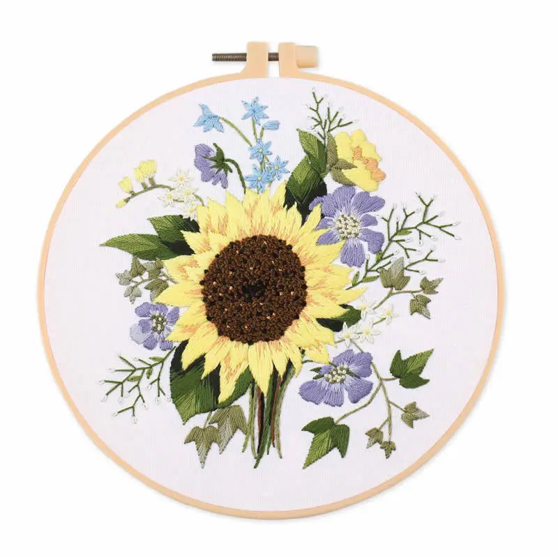 Flower Embroidery Starter Kit With Embroidered Hoop Cloth DIY Handmade Cross Stitch Set For Craft Lover Dropshipping Wholesale
