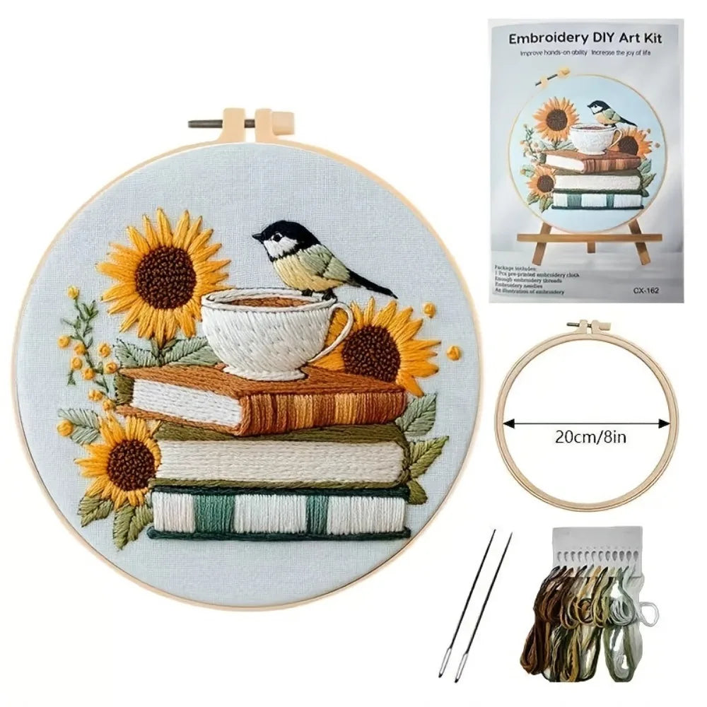 This set of books and the bird series design embroidery kit is suitable for adult beginners. It includes printed patterns, needl