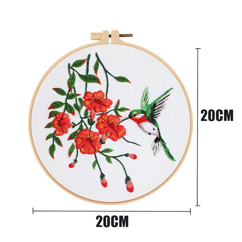 Embroidery Starter Kit with Flower Bird Patterns and Instructions, DIY Adult Beginner Cross Stitch with Pattern Plant Cat