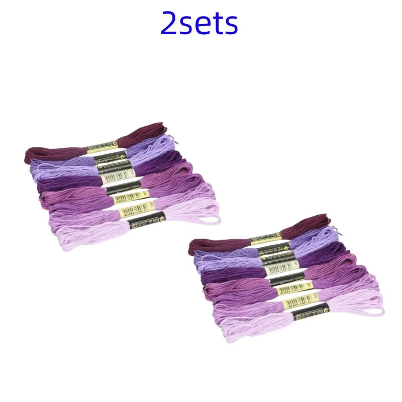 8lot 7.5m Silk Line Cotton Cross Stitch Thread Sewing Skeins Embroidery Thread Floss Kit Knitting Spiraea Sewing Accessories