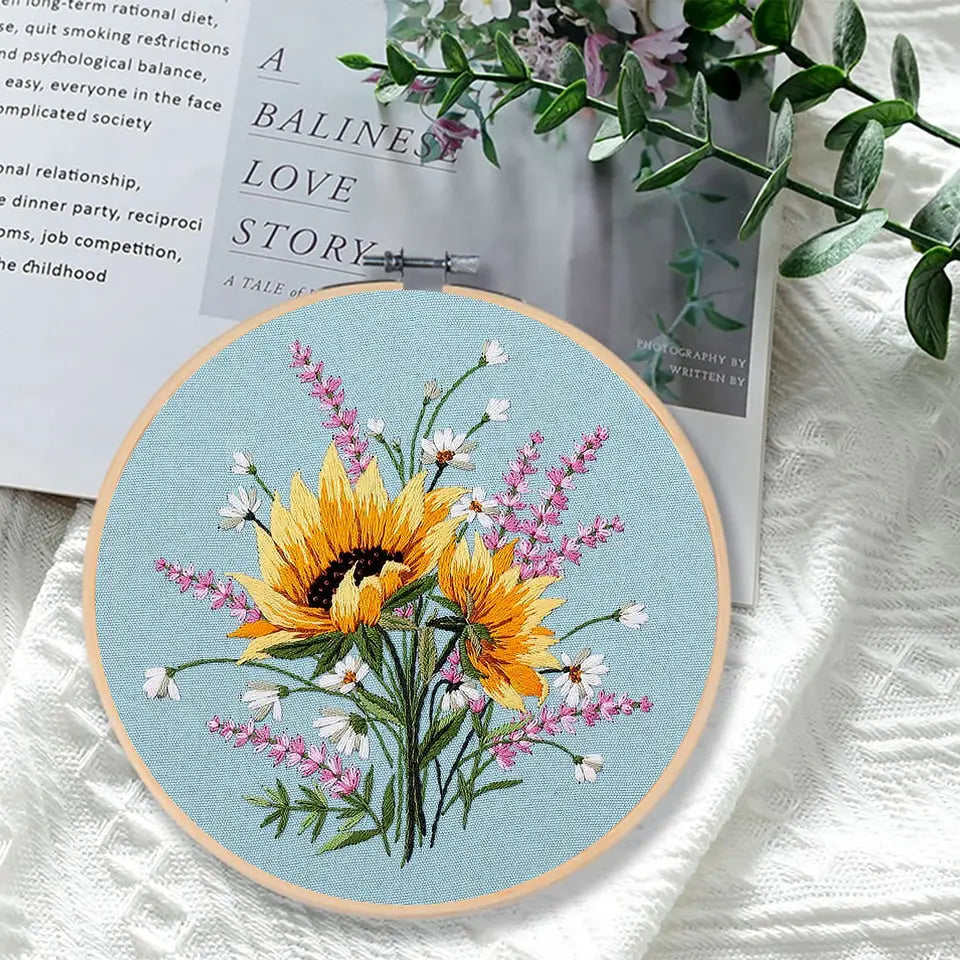 Flower Embroidery Starter Kit With Embroidered Hoop Cloth DIY Handmade Cross Stitch Set For Craft Lover Dropshipping Wholesale