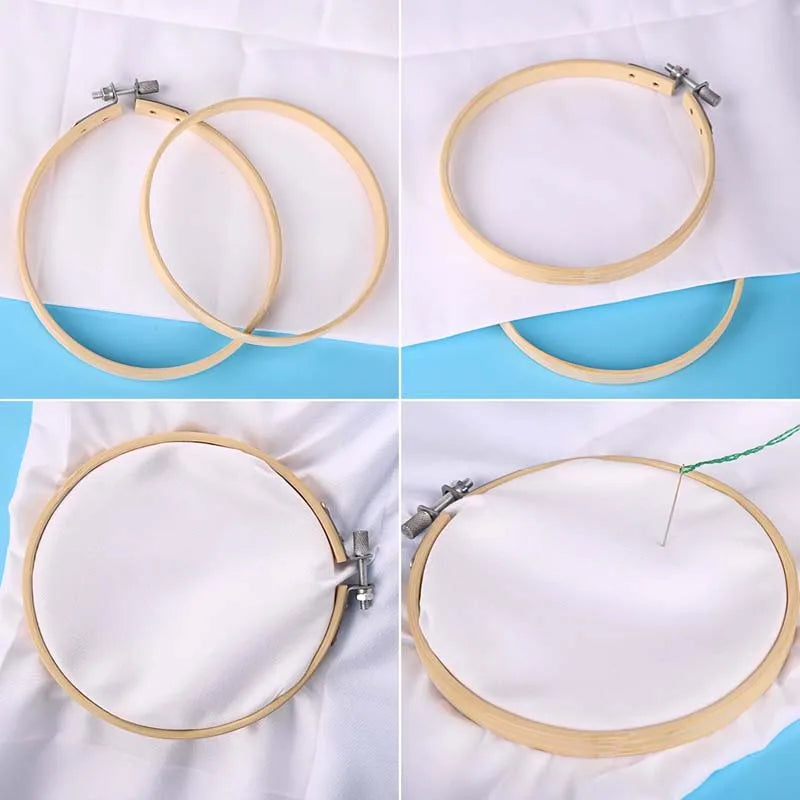 KRABALL Bamboo or Plastic Frame Embroidery Hoop Set Ring Circle Round Cross Stitch Hoop Ring DIY Loop Sewing Tools Accessories