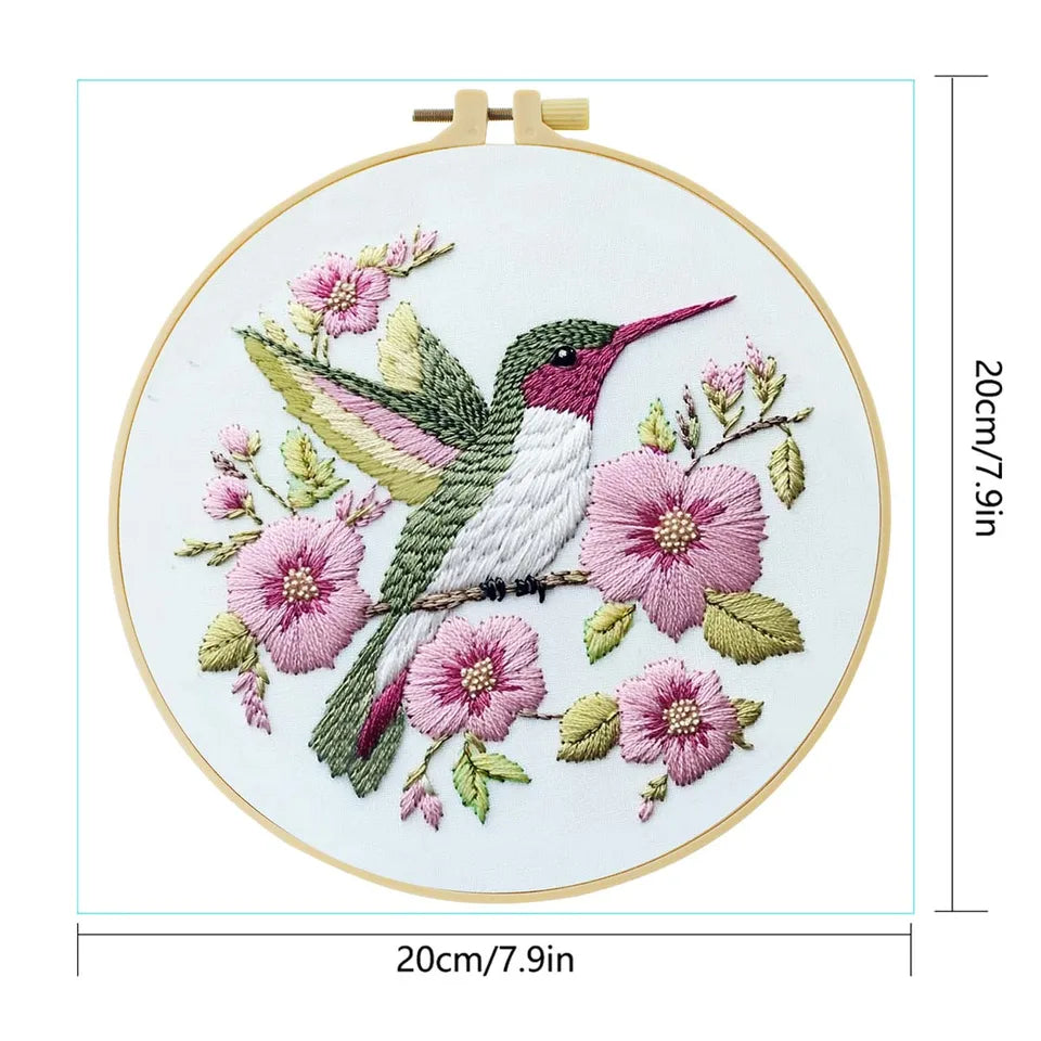 Bird Embroidery Starter Kit DIY Cross Stitch Set for Beginner Plant Printed Sewing Art Craft Painting Home Decor Needle Art