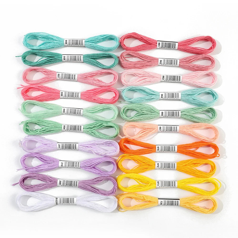 20colors/set Embroidery Floss Thread Set Cross Stitch Thread Macaron Rainbow Color Assortment for DIY Sewing DIY Sewing Design