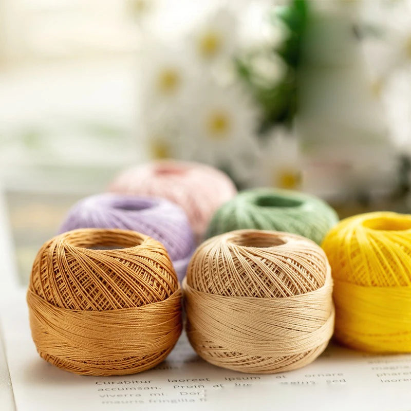 Size 10 Lace Thread 10g/Ball Cotton Crochet Tatting Knitting Thread Solid Color Embroidery Floss Home Stitching Sewing Supplies