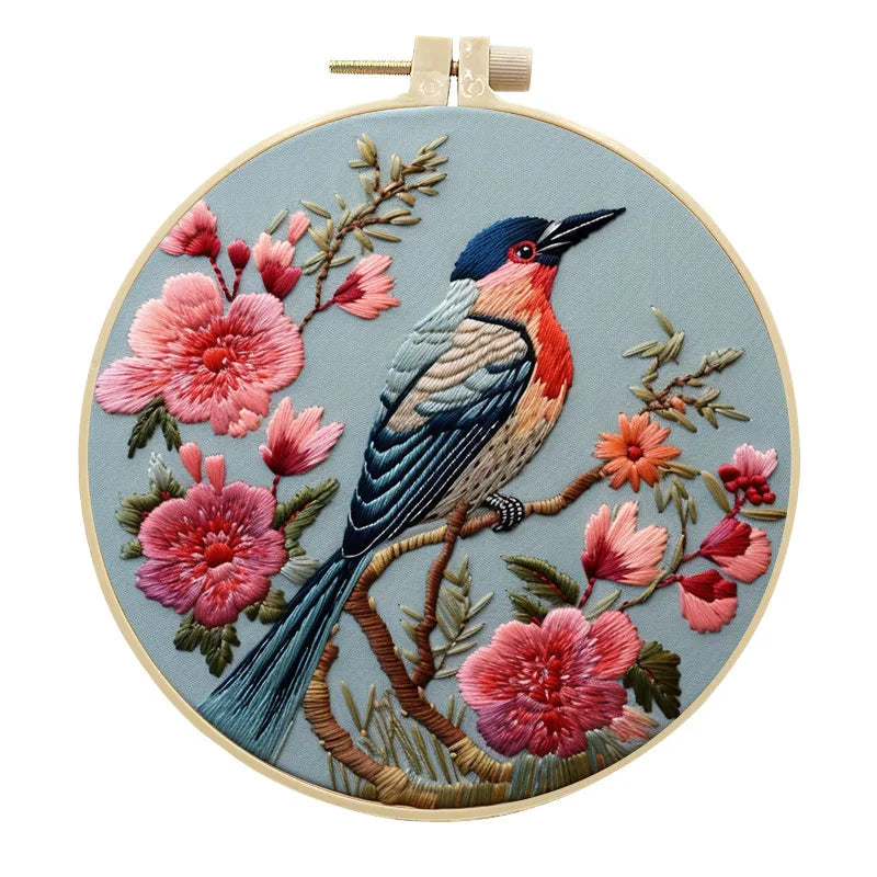 Bird and Blossom Flower Embroidery Kit for Adults DIY Creative Craft DIY Home Decoration