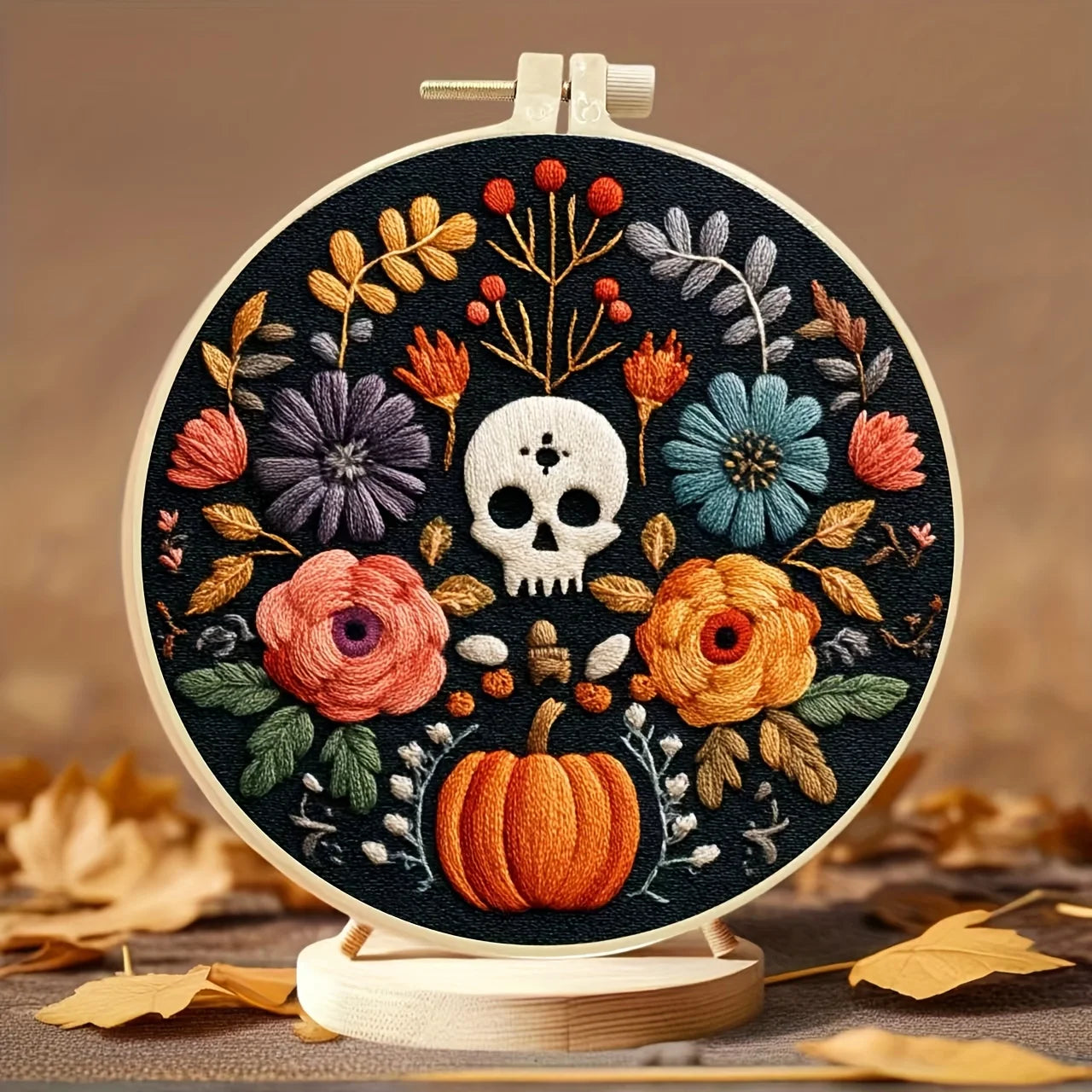 New creative Halloween pendant hand-embroidery DIY material pack for beginners. The set includes needles, threads, embroidery st